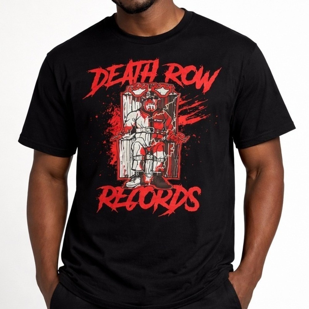 Death‎ Row Records Black Graphic T Shirt Blood Chair Print Size M
